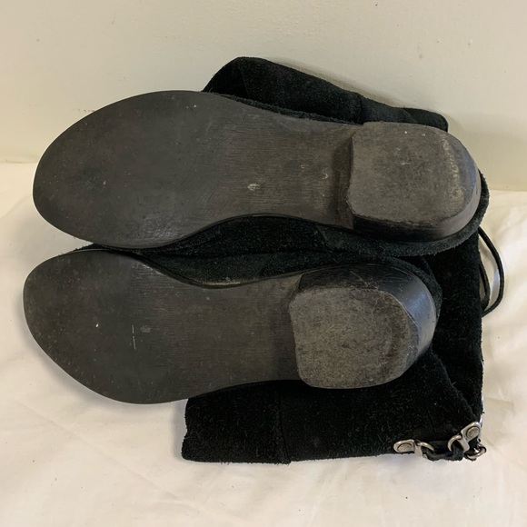 Celestial Suede Leather Boots Size 8 Metal Star Lace Up Details Hidden Zipper - Picture 8 of 10